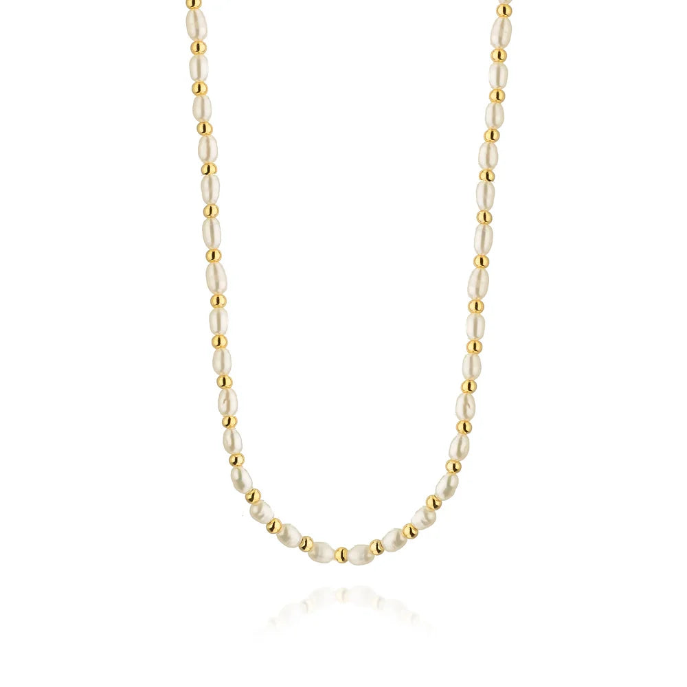 Halskette aus vergoldetem Silber (925) | Perlen-Choker | GREMARI Schmuck