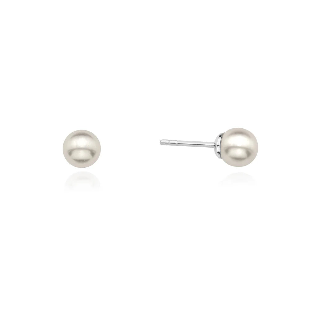 Klassische Silberohrringe zur Hochzeit mit 6 mm natürlicher Perle. Perfekt als Geschenk.