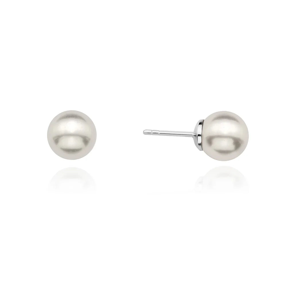 Klassische Silberohrringe zur Hochzeit mit 8 mm natürlicher Perle. Perfekt als Geschenk.