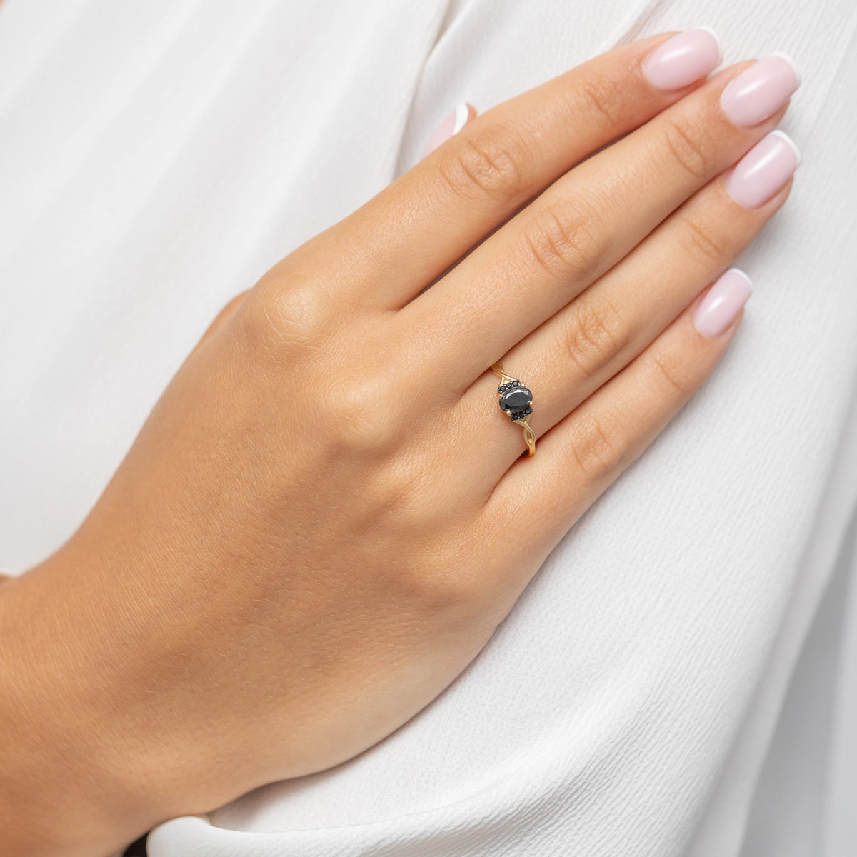 goldgewebter Ring mit Zirkonia ap144 585 cz