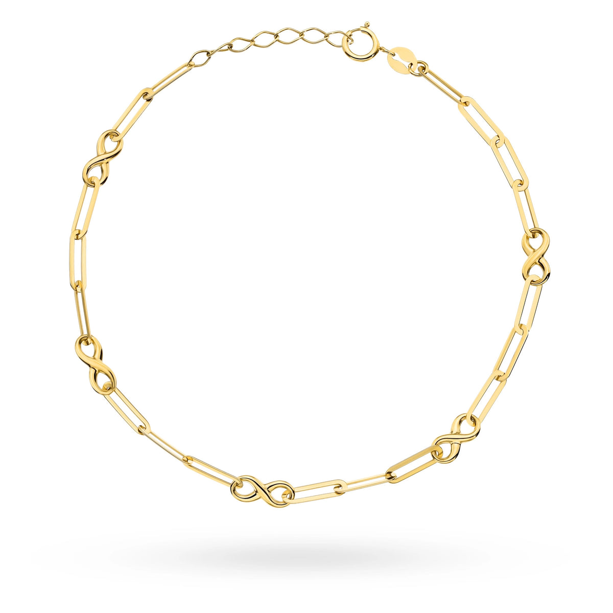 goldenes Armband mit Gliedern und Unendlichkeitssymbolen b-gw-359-585