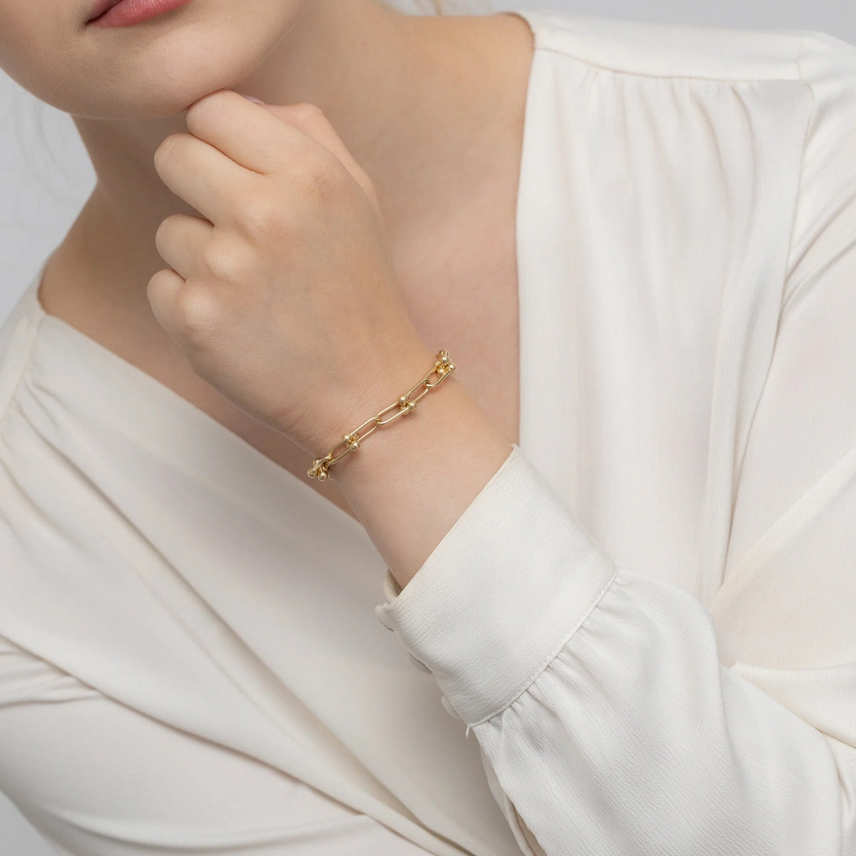 Gelbgold Breites Glieder-Armband mit Kugeln
