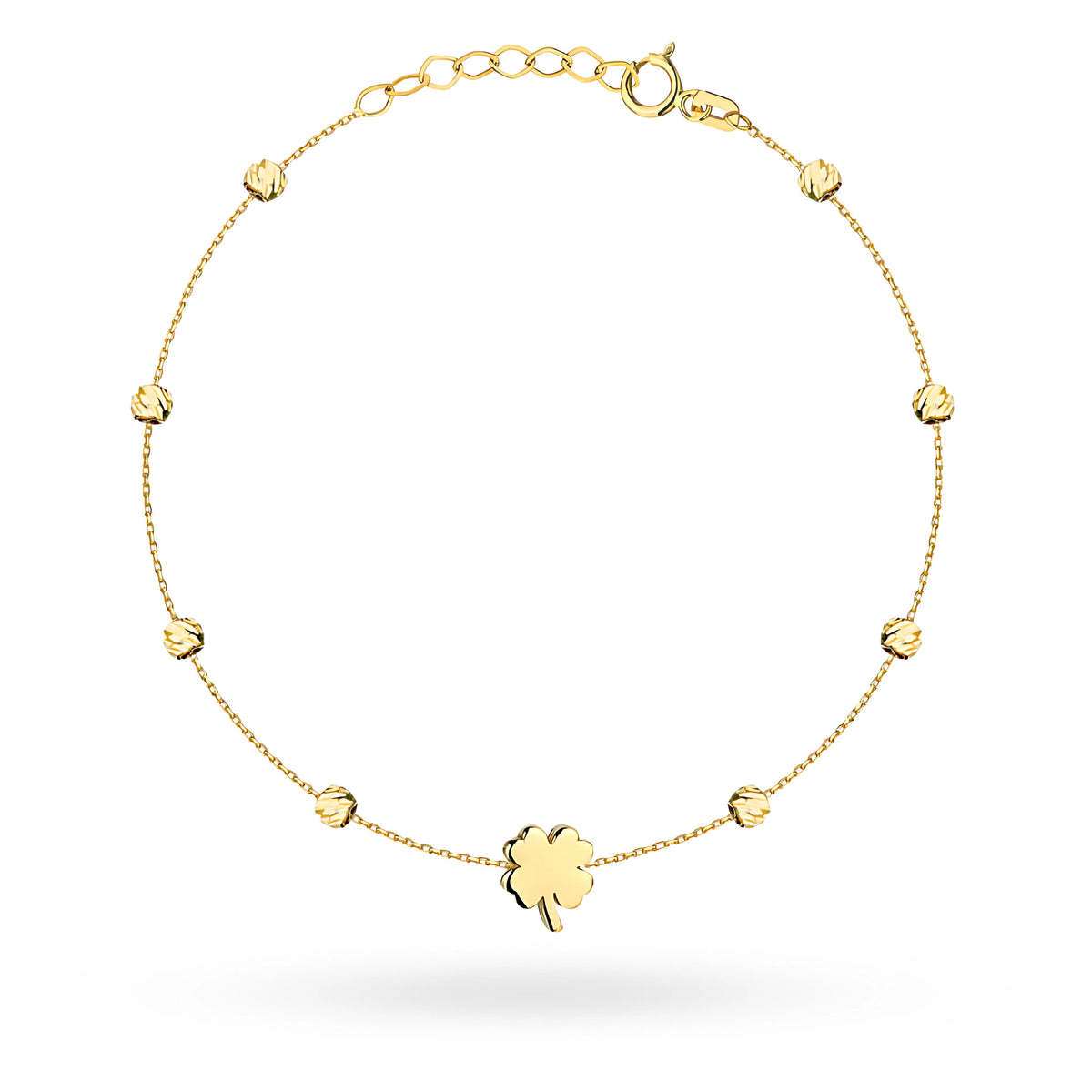 goldenes Armband mit Kleeblatt und Perlen b-gw-516-585