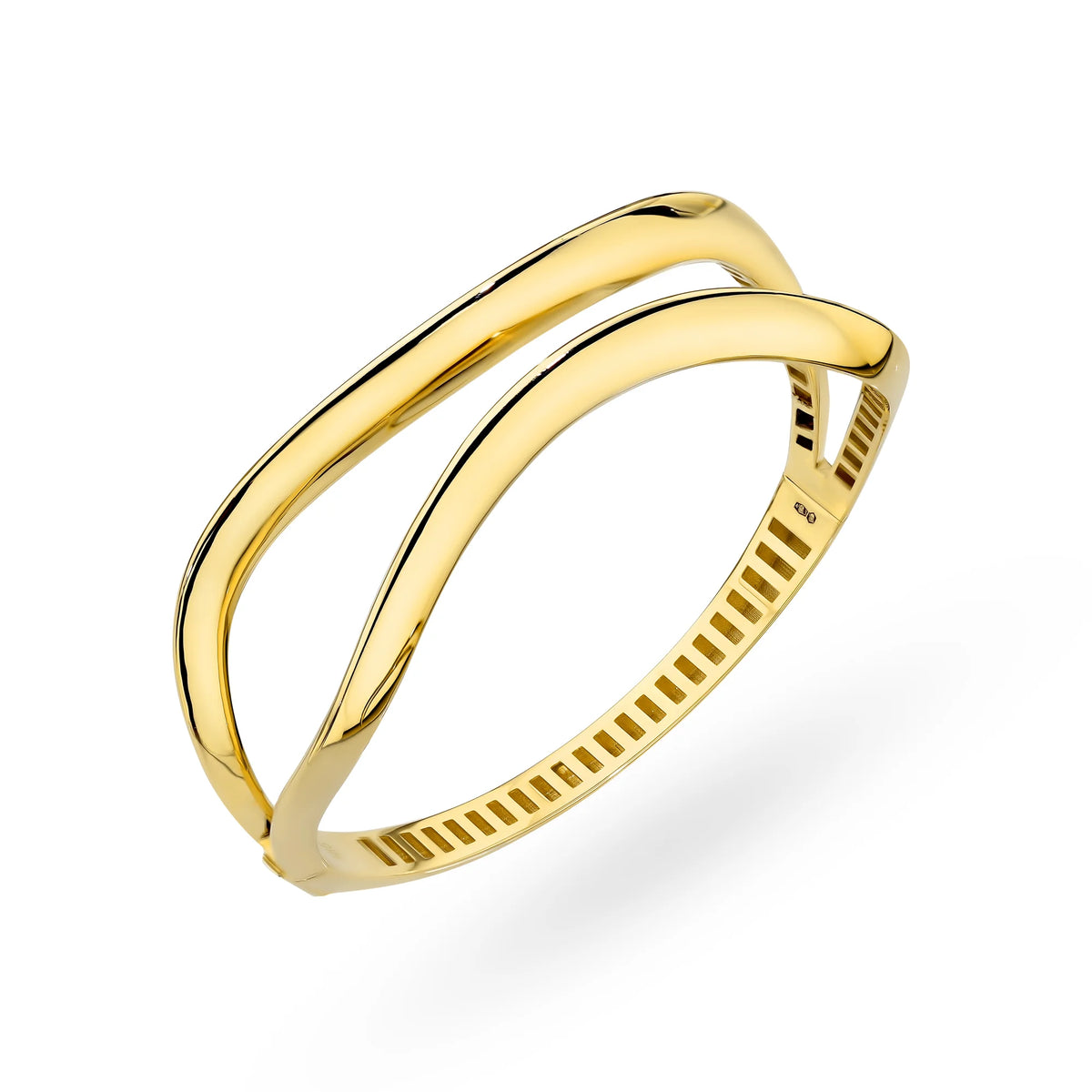 Gelbgold Armreif mit Doppelwellen-Design