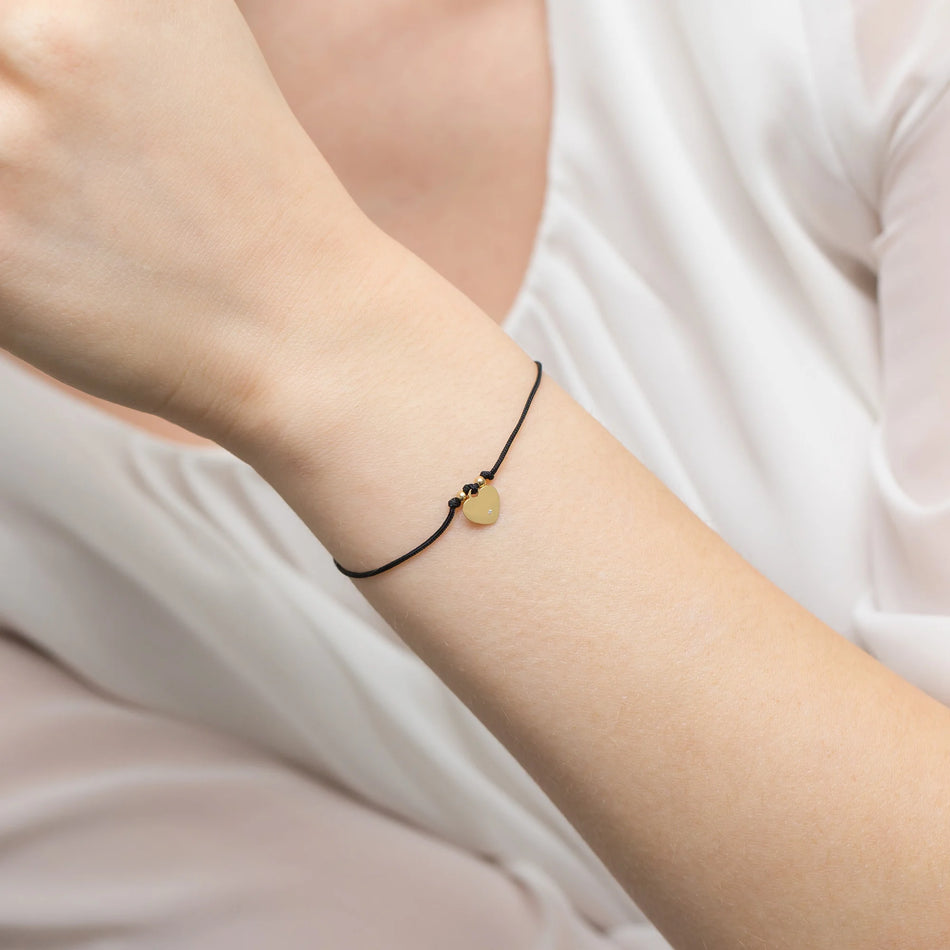 Goldarmband mit Diamant Herz schwarzes Band