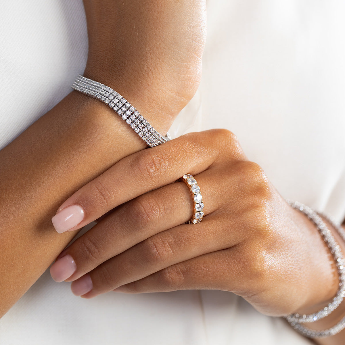White Gold Triple-Row Tennis Bracelet with 222 Round Lab-Grown Diamonds – 4.44ct