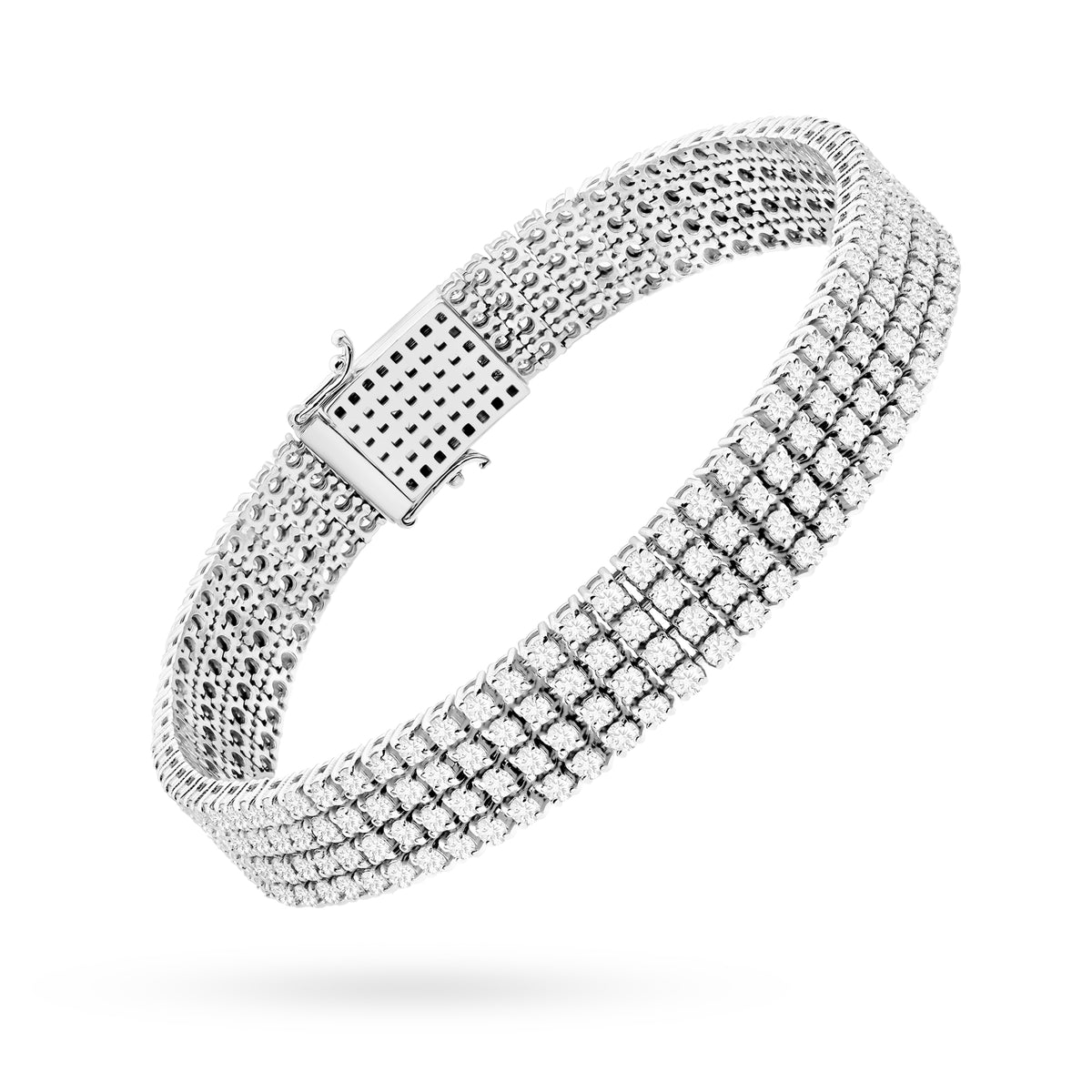 Vierreihiges Tennisarmband aus Weißgold mit 300 round Labordiamanten – 6.00ct