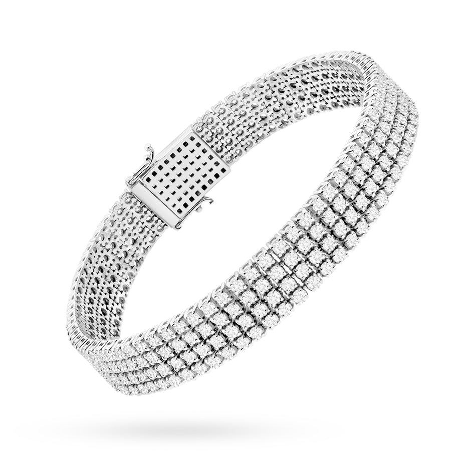 Vierreihiges Tennisarmband aus Weißgold mit 300 round Labordiamanten – 6.00ct