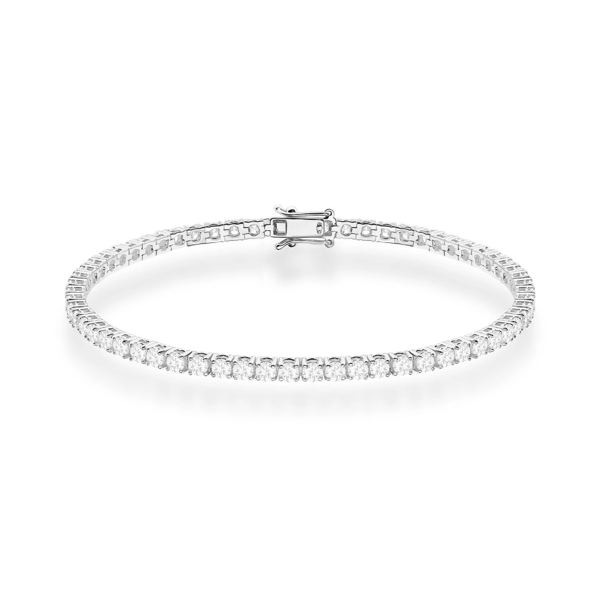 GREMARI 14K white gold tennis bracelet with 3.48ct round lab-grown diamonds – front view