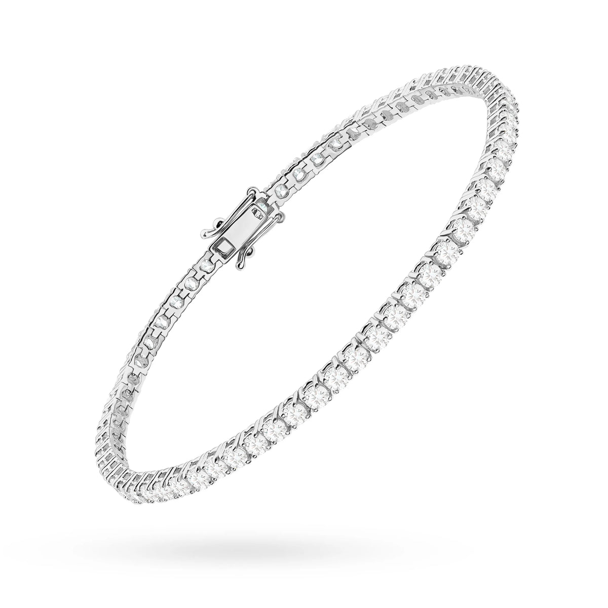 GREMARI 14K white gold tennis bracelet with 3.48ct round lab-grown diamonds – side view