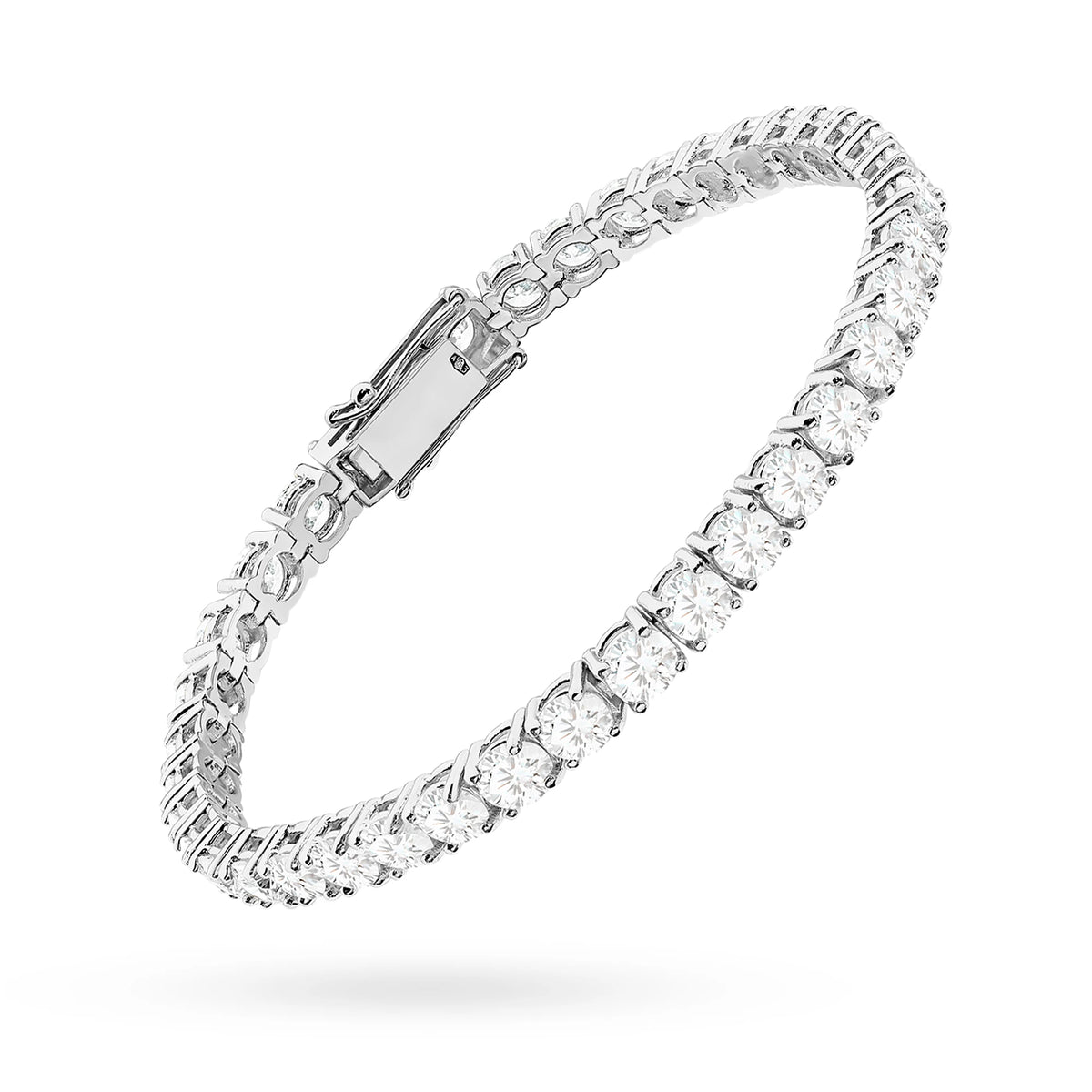 GREMARI 14K white gold tennis bracelet with 6.24ct round lab-grown diamonds – side view