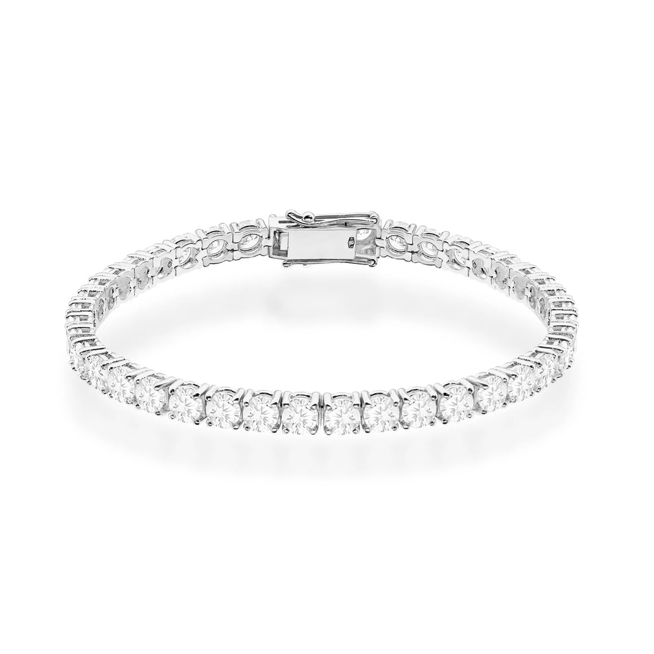 GREMARI 14K white gold tennis bracelet with 12.00ct round lab-grown diamonds – front view