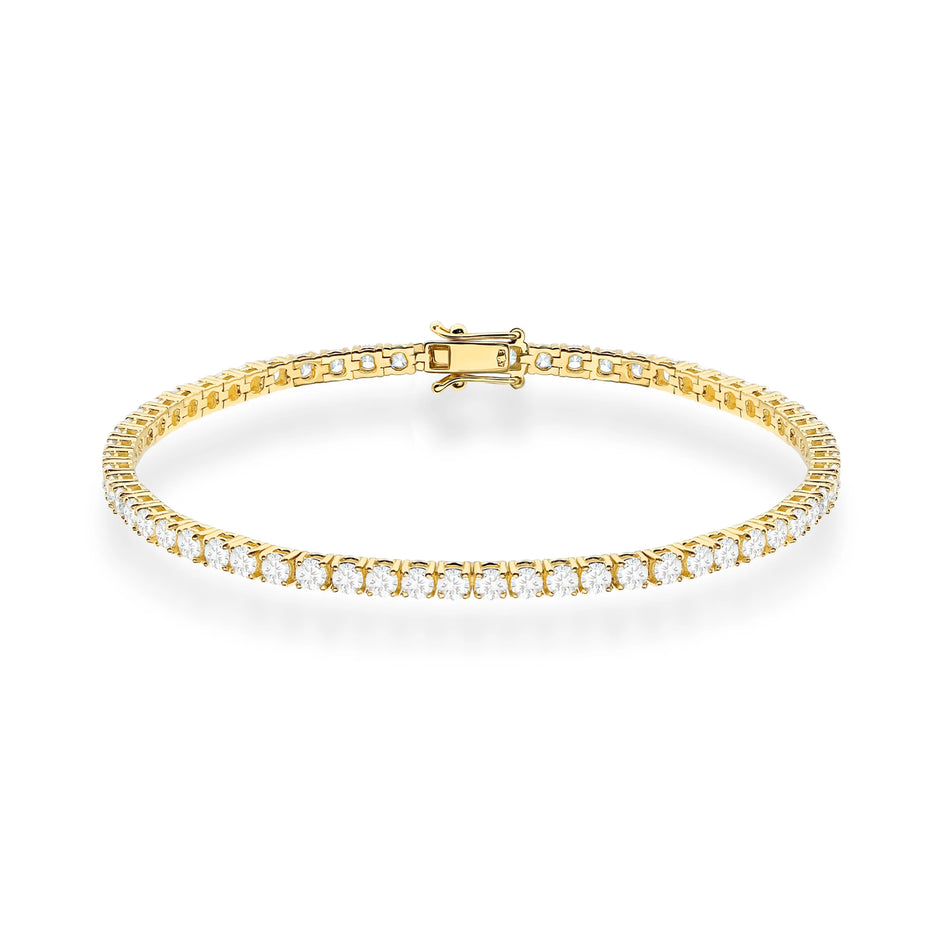 GREMARI 14K yellow gold tennis bracelet with 3.48ct round lab-grown diamonds – front view