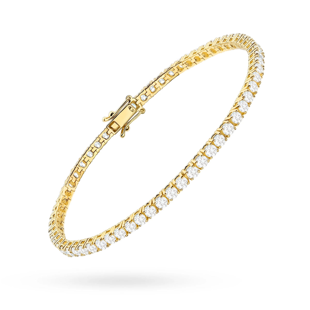 GREMARI 14K yellow gold tennis bracelet with 3.48ct round lab-grown diamonds – side view