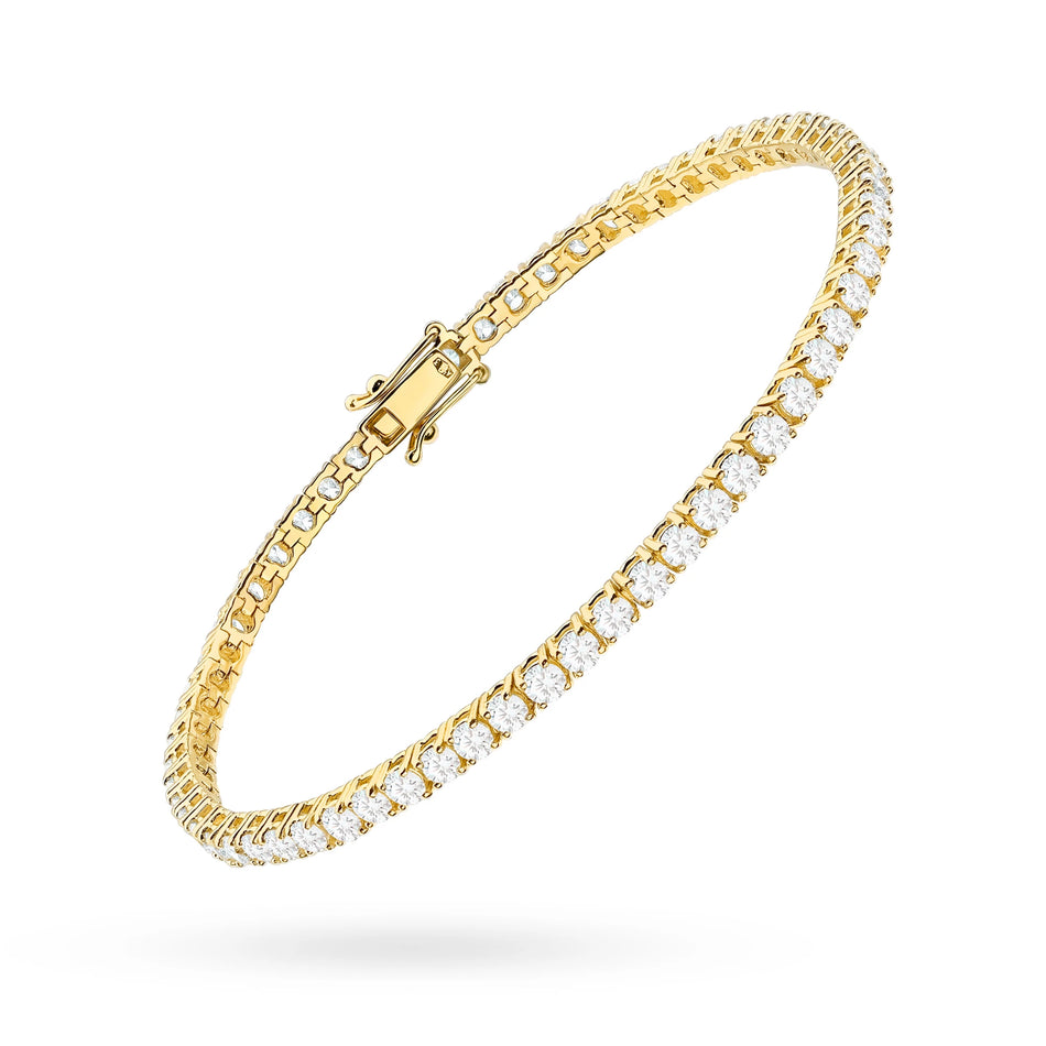 GREMARI 14K yellow gold tennis bracelet with 3.48ct round lab-grown diamonds – side view