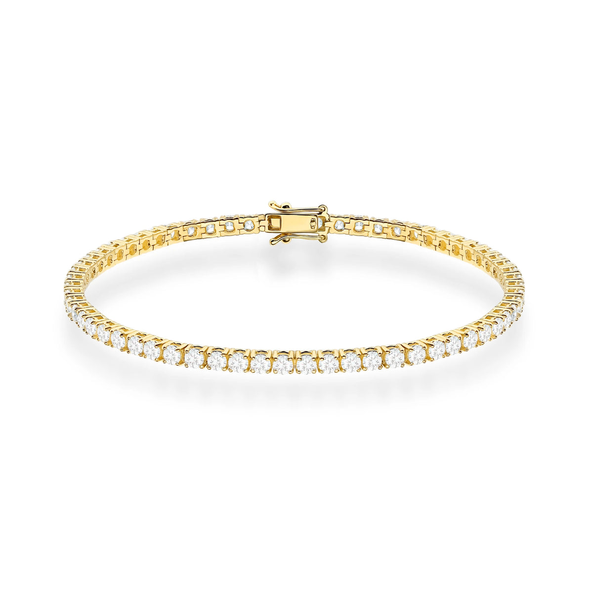GREMARI 14K yellow gold tennis bracelet with 3.72ct round lab-grown diamonds – front view