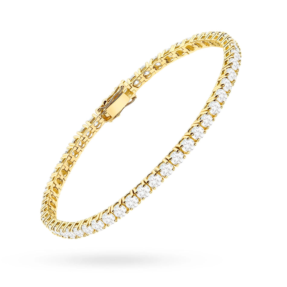 GREMARI 14K yellow gold tennis bracelet with 4.62ct round lab-grown diamonds – side view