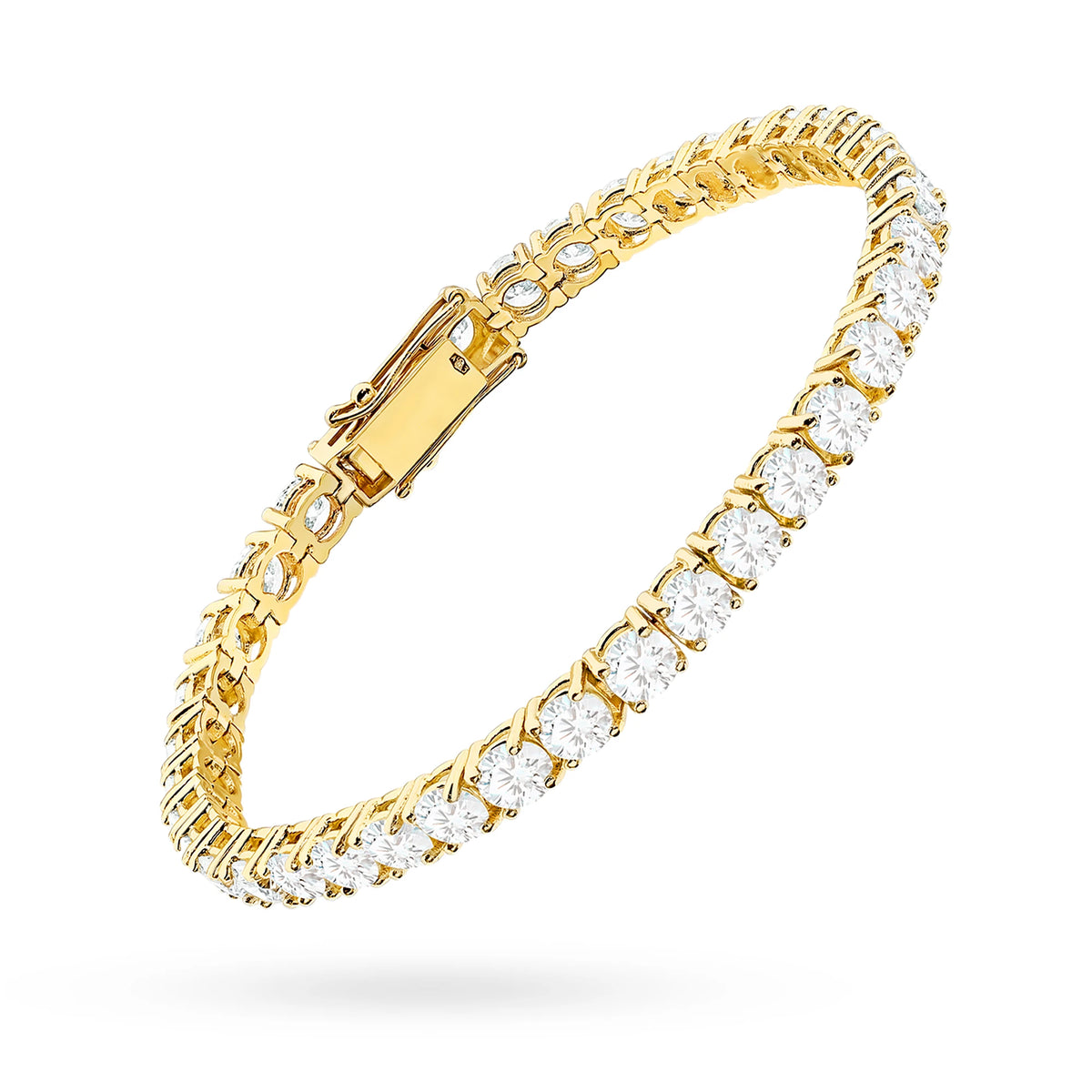 GREMARI 14K yellow gold tennis bracelet with 5.88ct round lab-grown diamonds – side view