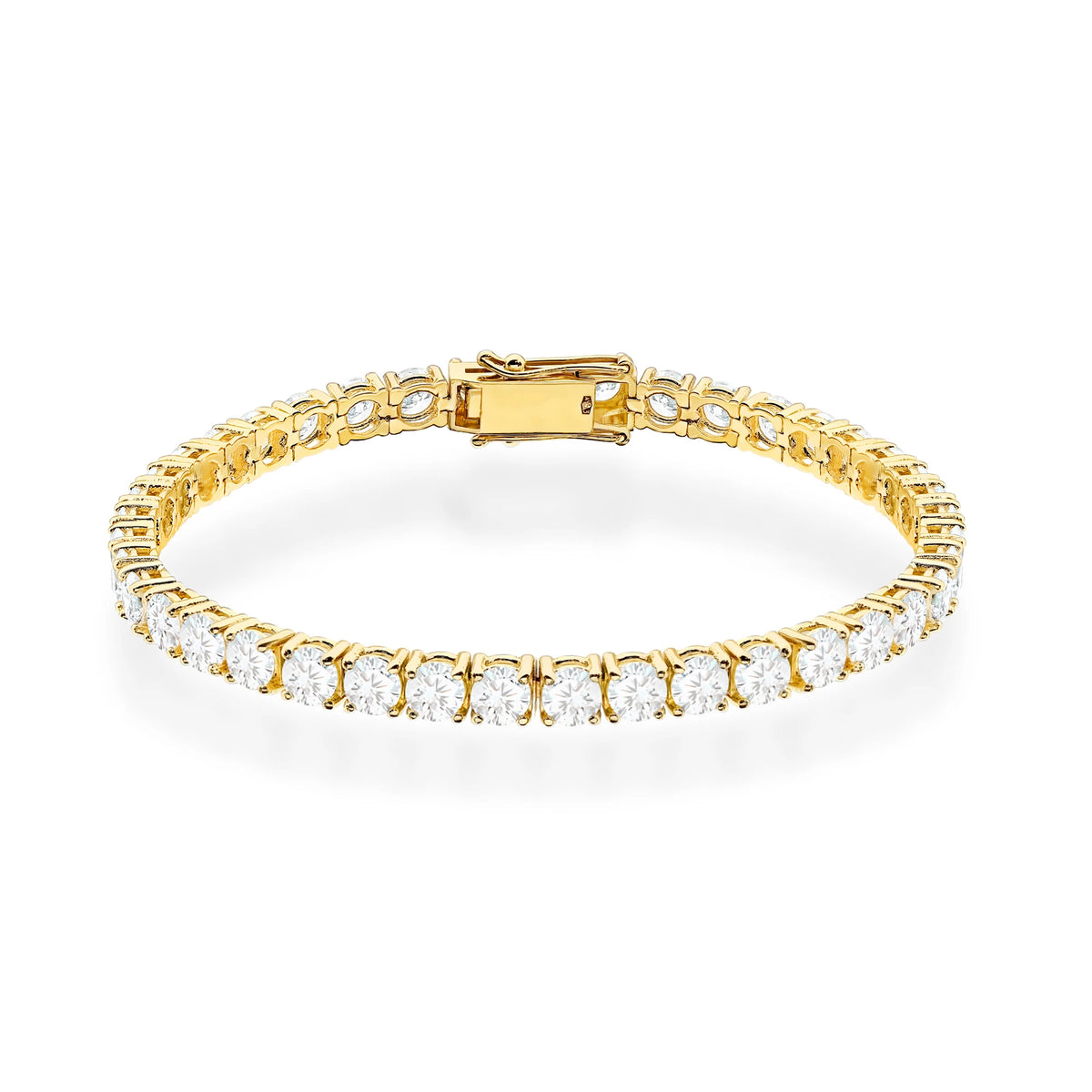 GREMARI 14K yellow gold tennis bracelet with 12.00ct round lab-grown diamonds – front view