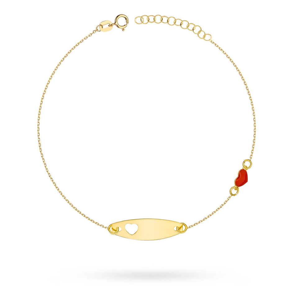 Children’s Gold Engravable Bracelet with Heart Plate Gift