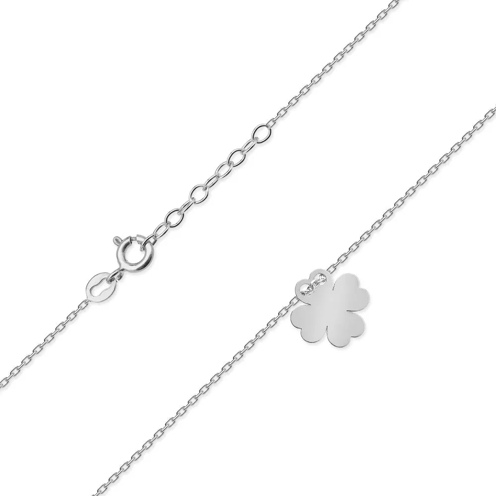 Sterlingsilber Verstellbares Fußkettchen mit Kleeblatt-Anhänger