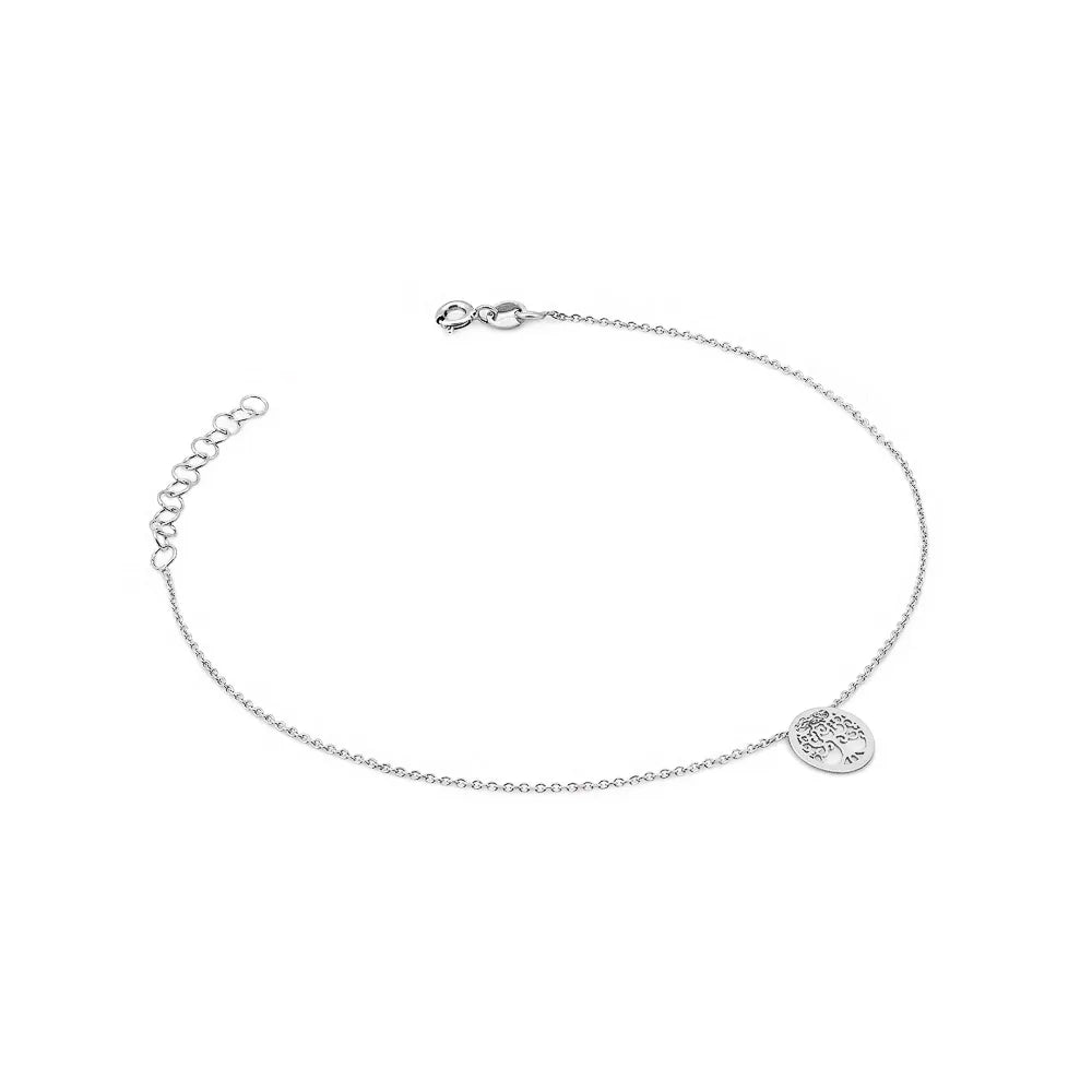 Sterlingsilber Verstellbares Fußkettchen mit Lebensbaum-Anhänger