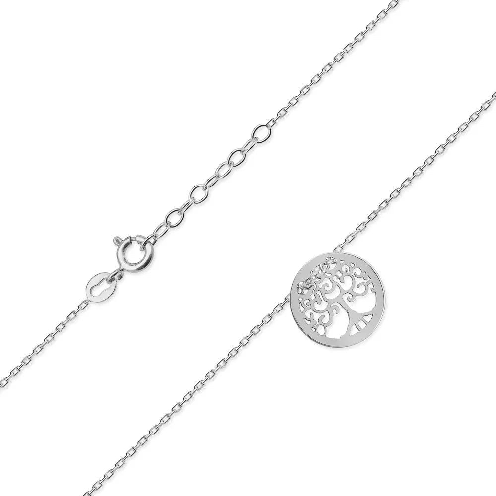 Sterlingsilber Verstellbares Fußkettchen mit Lebensbaum-Anhänger