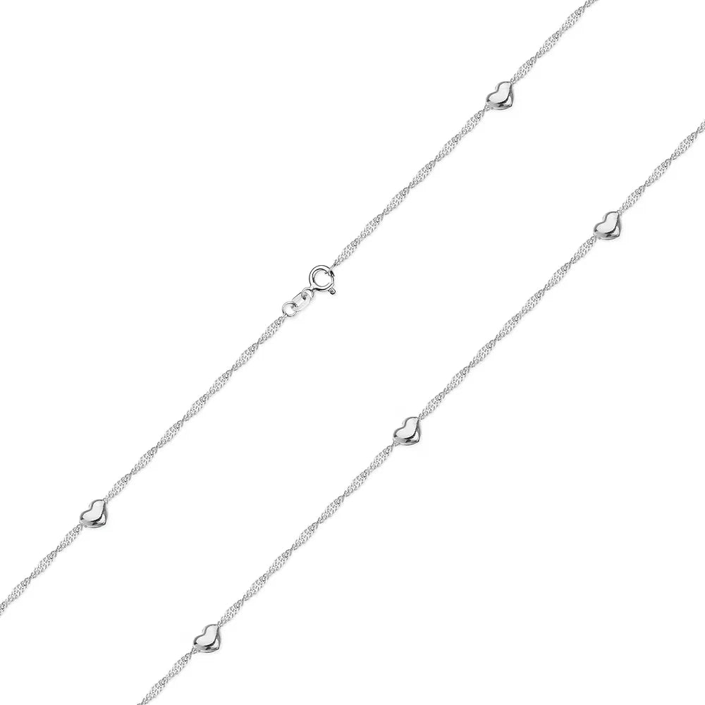 Sterlingsilber Fußkettchen mit Herz-Anhängern