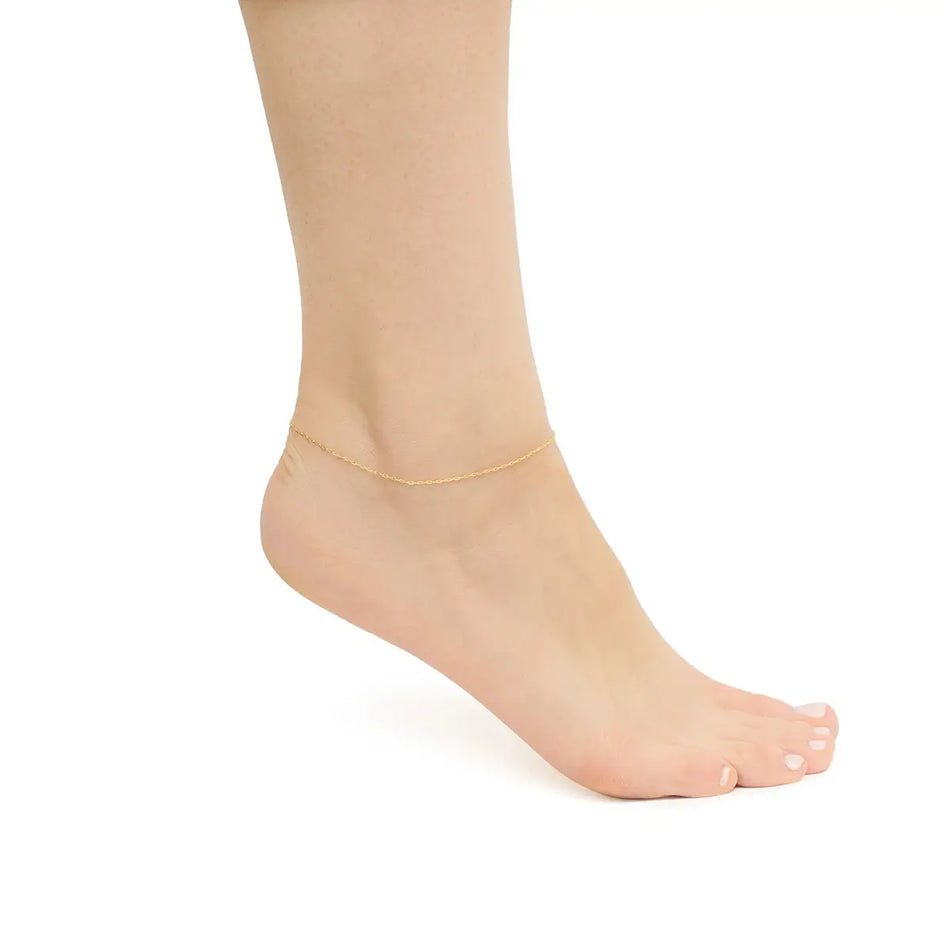 Gold Fußkettchen Ankerkette 0,6 mm