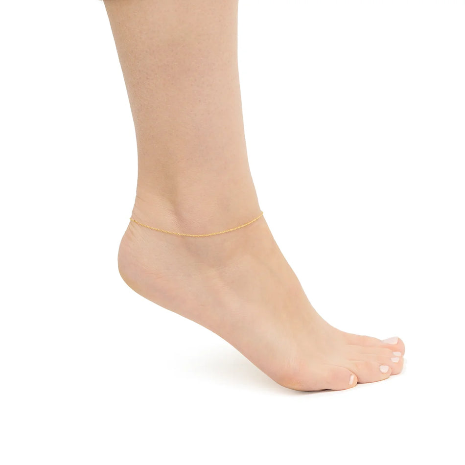 Gold Fußkettchen Singapurkette 1,0 mm