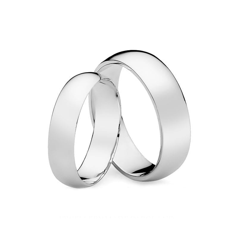 Klassische Halb-runde Weißgold Eheringe 5 und 6mm