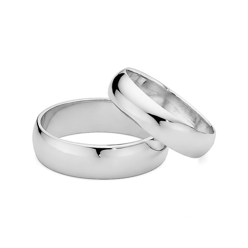 Klassische Halb-runde Weißgold Eheringe 5 und 6mm