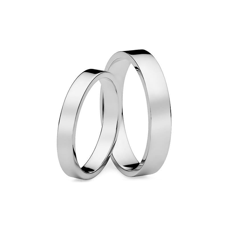 Klassische Flach Weißgold Eheringe 3 und 4mm