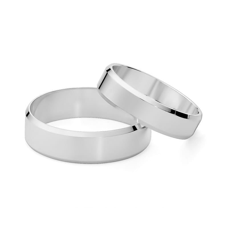 Classic Flat Beveled Gold Wedding Bands Rings 5 and 6mm