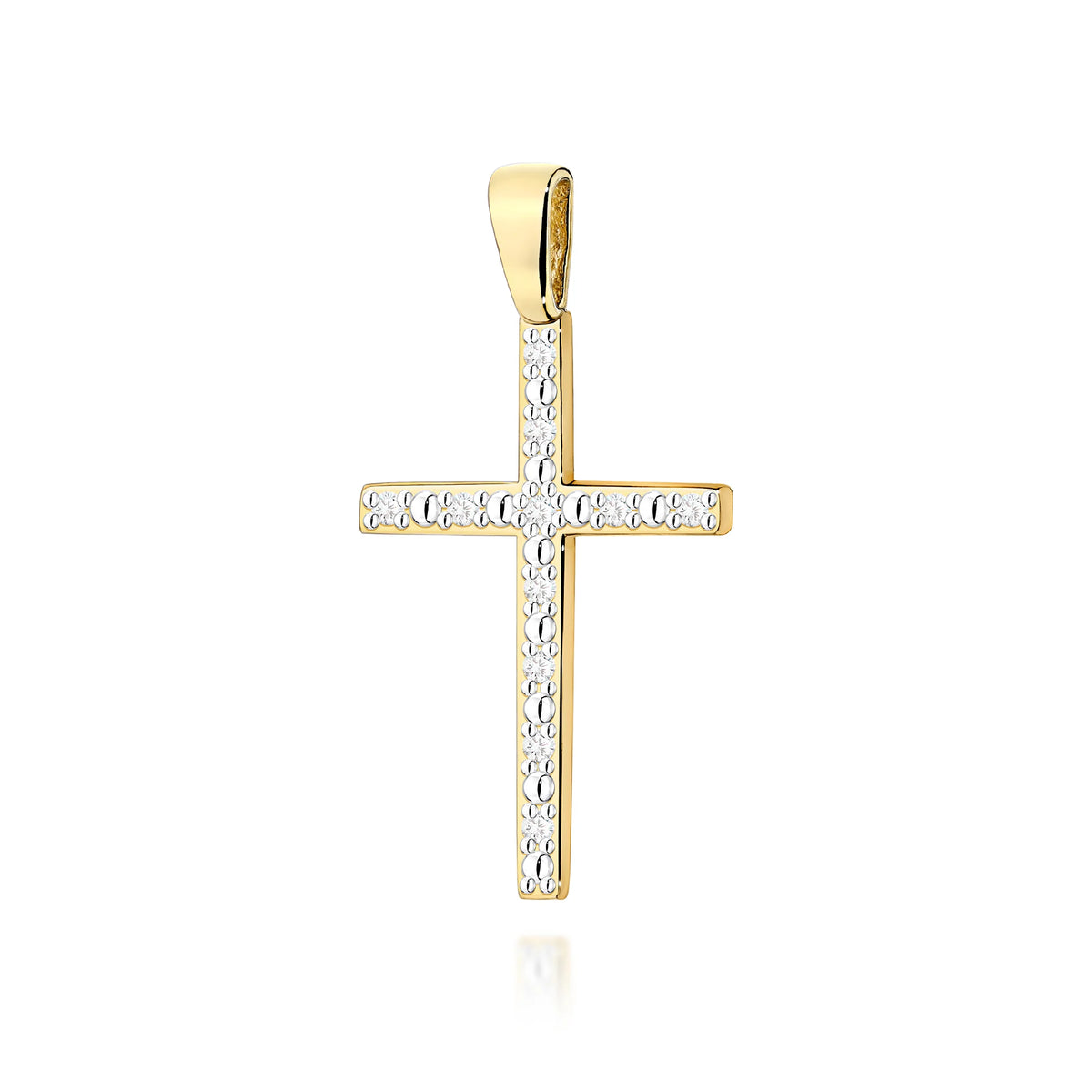 Kreuzanhänger aus Gelbgold mit Diamanten 0,05 ct