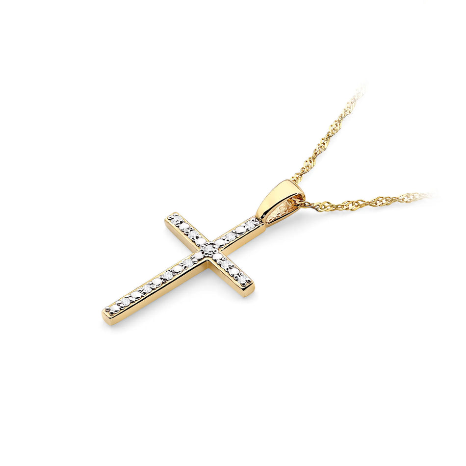 Gold Cross Pendant with Diamonds