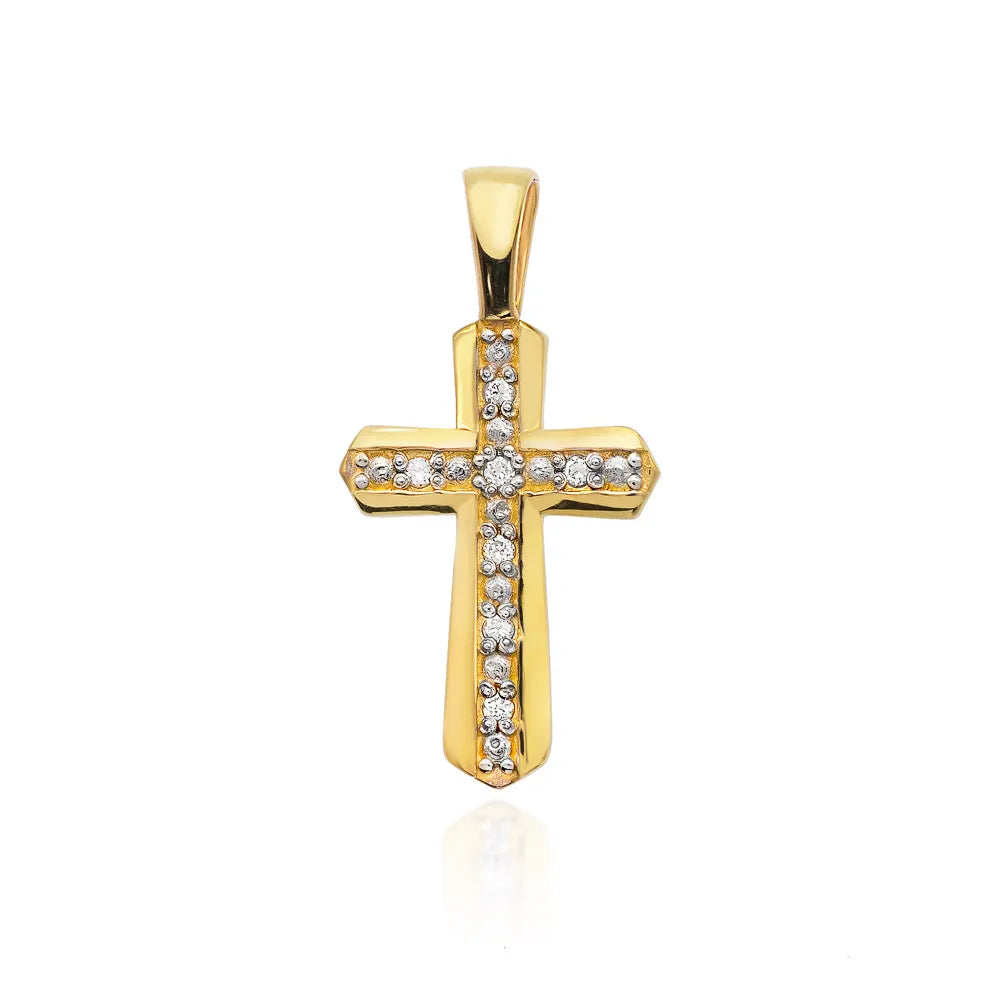 goldenes Kreuzanhänger mit Diamanten d0005-diw-01