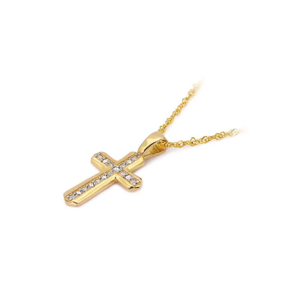 goldenes Kreuzanhänger mit Diamanten d0005-diw-01