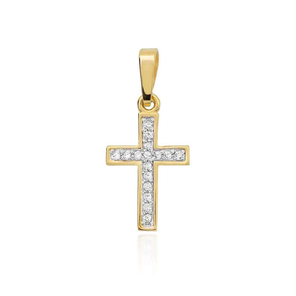 goldenes Kreuzanhänger mit Diamanten d0042-diw-01