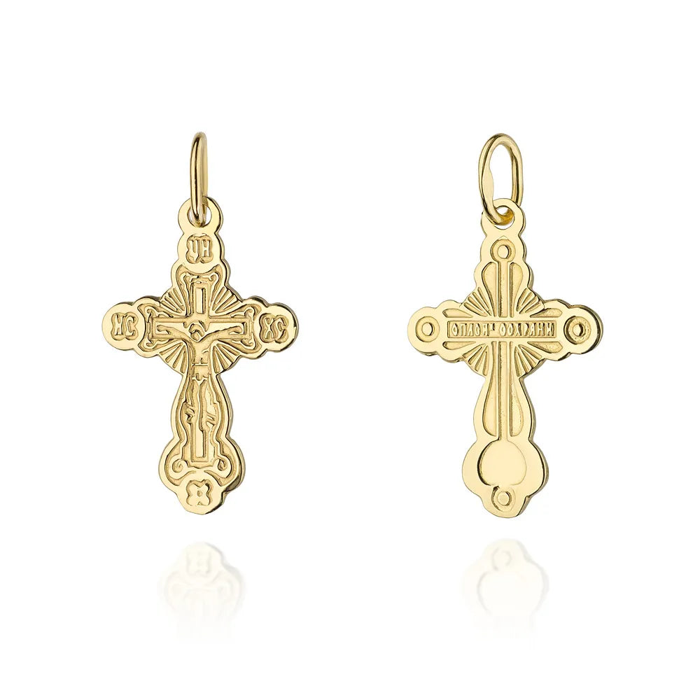 goldenes orthodoxes Kreuzanhänger d068 333