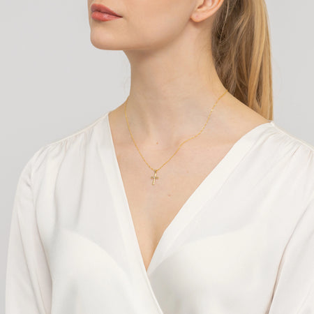 goldenes Kreuzanhänger mit Zirkonia d264-333
