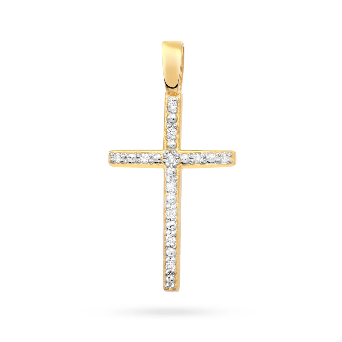 goldenes Kreuzanhänger mit Zirkonia d265 333