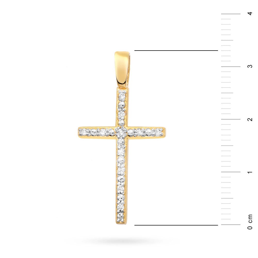 goldenes Kreuzanhänger mit Zirkonia d265 333