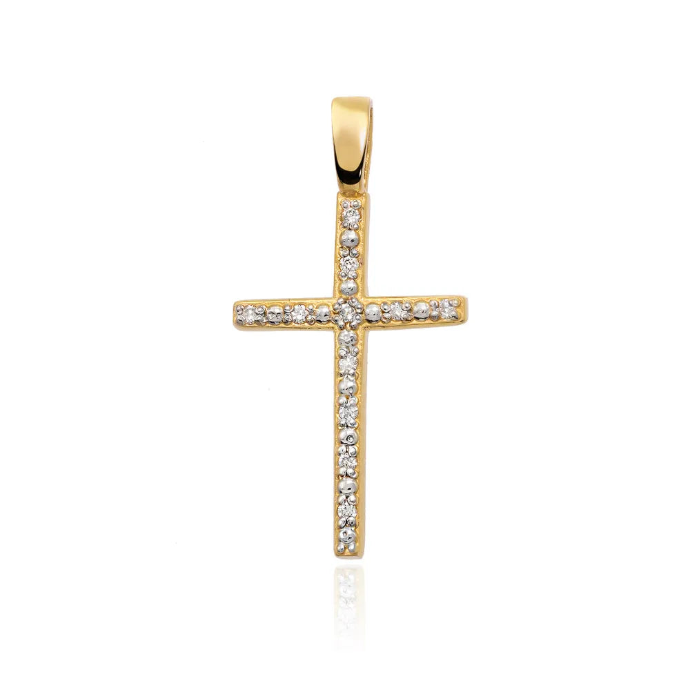 goldenes Kreuzanhänger mit Zirkonia d265 585 c
