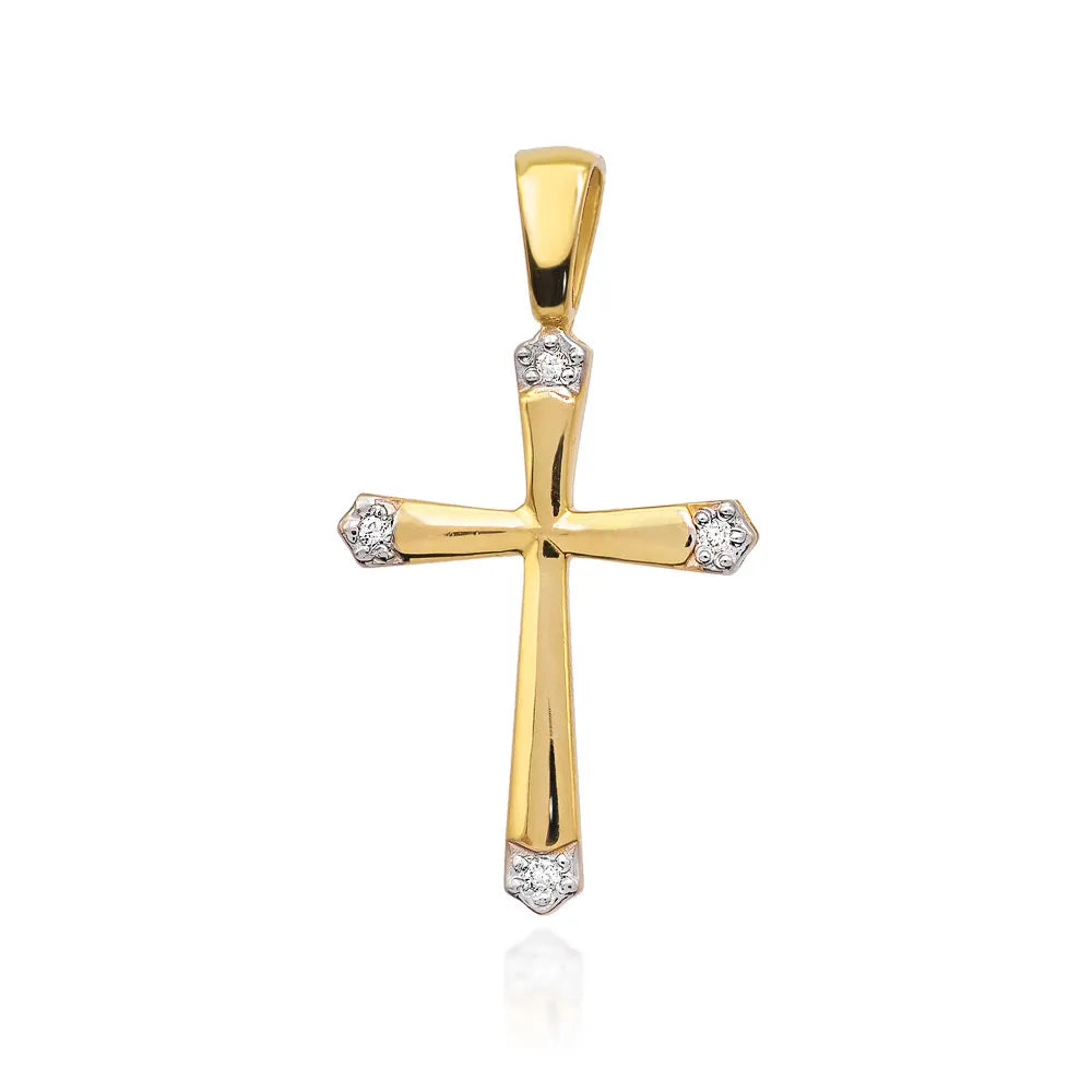 goldenes Kreuzanhänger mit Zirkonia d267 585 c