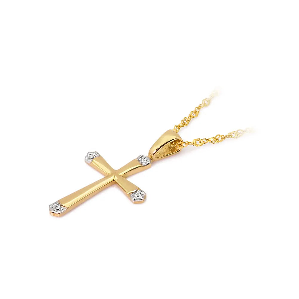 goldenes Kreuzanhänger mit Zirkonia d267 585 c