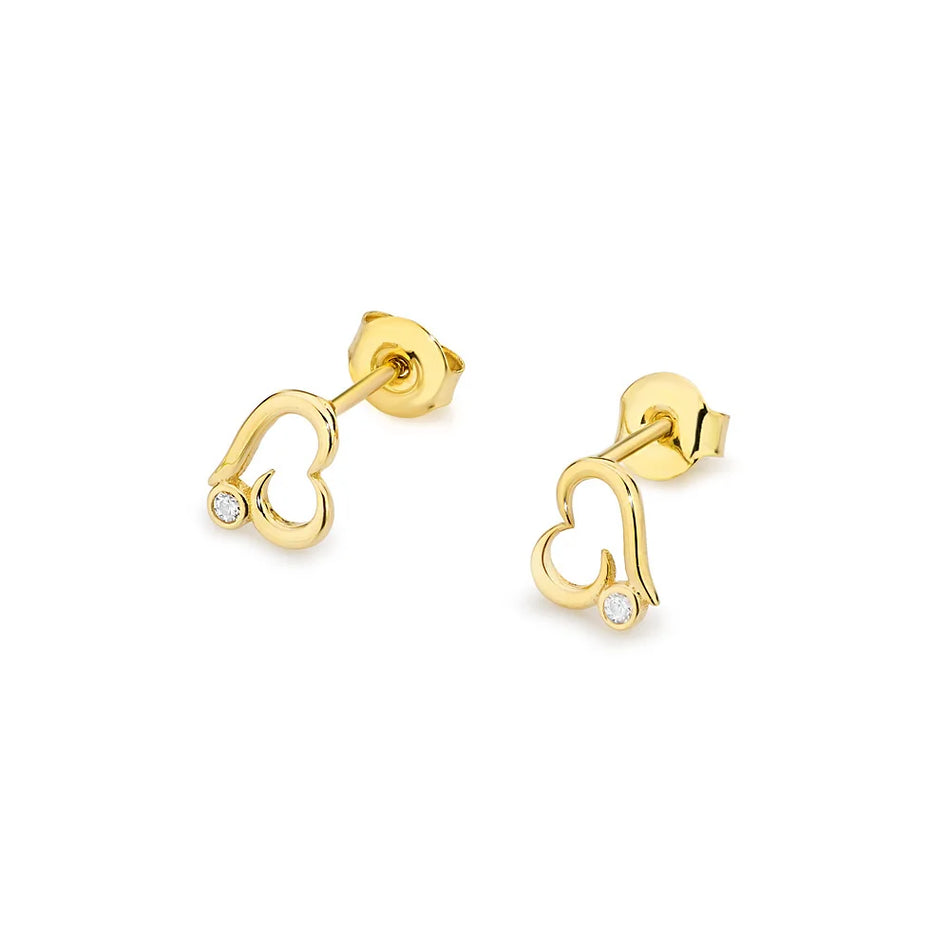 Kinder Gold Blumenohrringe mit Mehrfarbigen Zirkonia