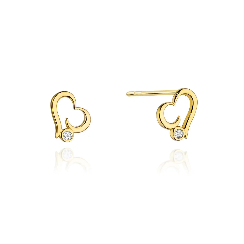 Kinder-Ohrringe Blume aus Gold mit bunten Zirkonia