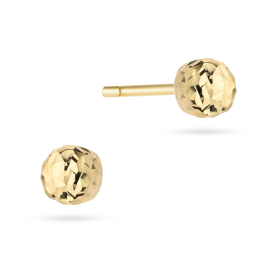 Yellow Gold Lightweight Diamond-Cut Ball Stud Earrings | 585 (14k) Yellow Gold Stud Earrings
