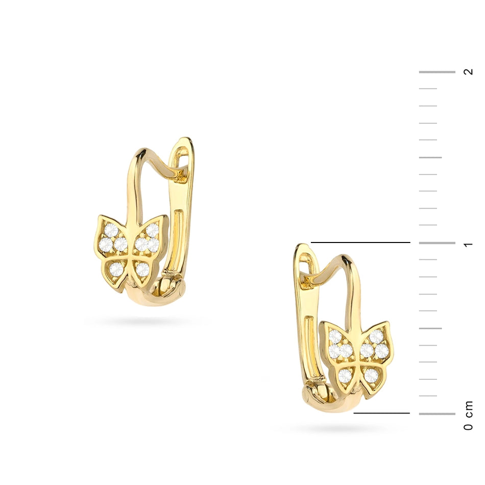Kinder Gold Schmetterling Ohrringe mit Zirkonia, Englischer Verschluss
